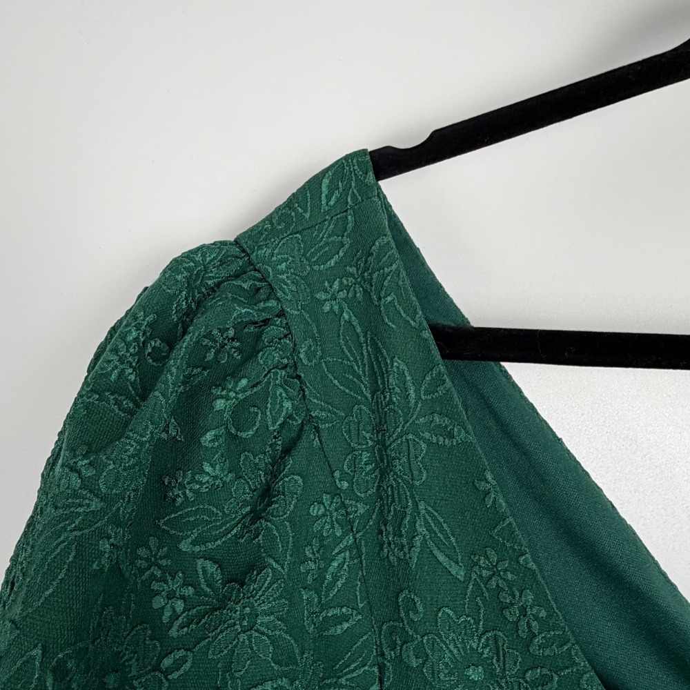 Altar State Emerald Green Floral Puff Sleeve Tie Back Cecelia Mini Dress Size XL - Picture 5 of 11